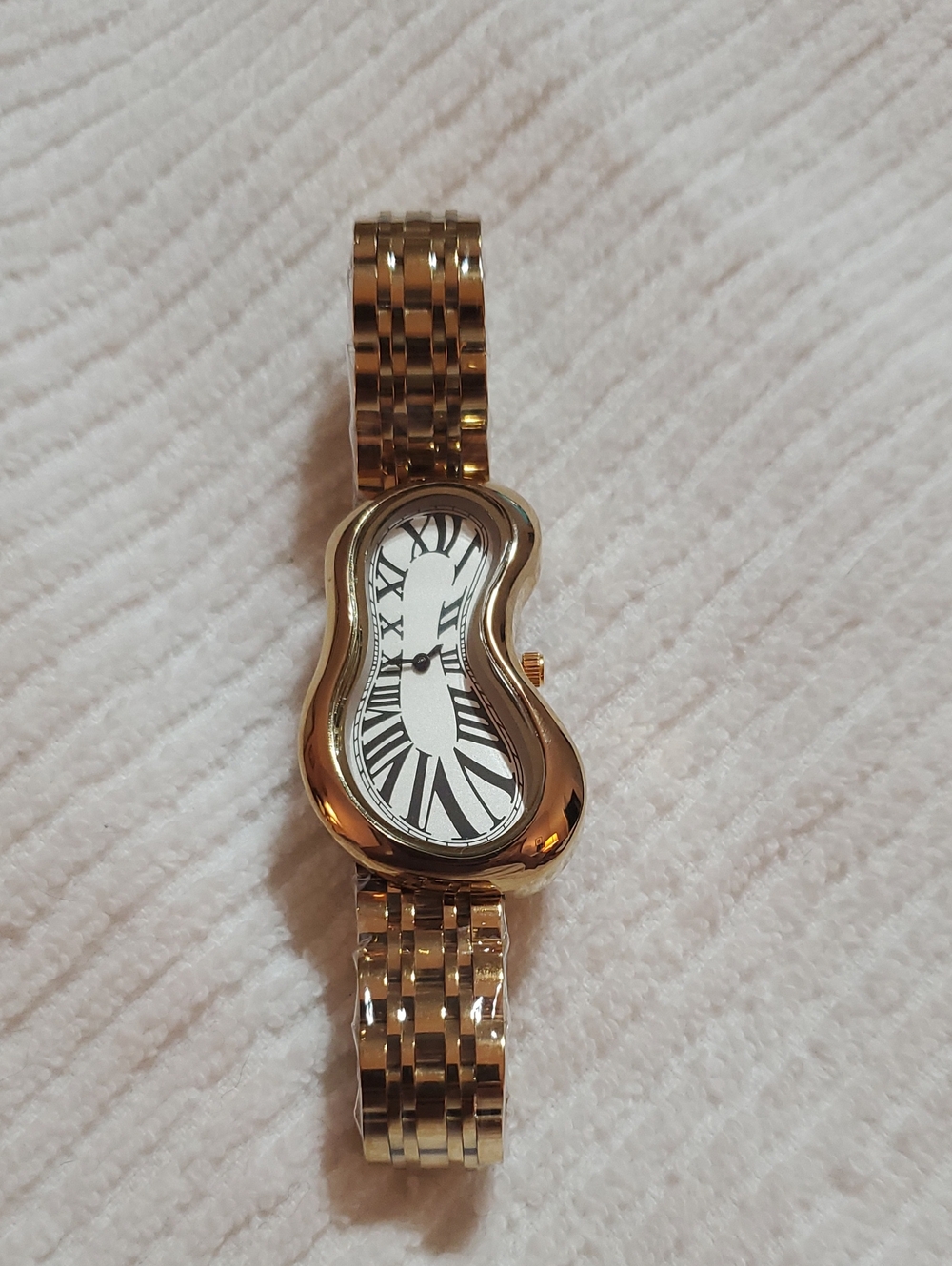 Pintime Gold-Tone Women's Bracelet Watch with Distorted Dial